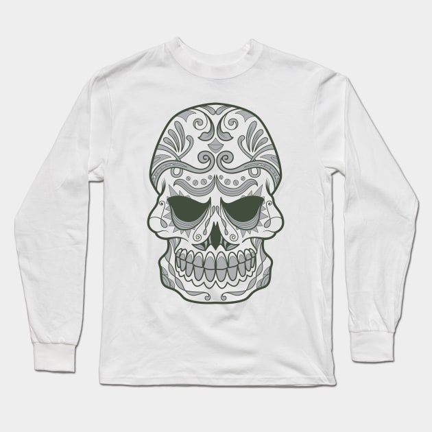 Sugar Skull Long Sleeve T-Shirt by NiceIO